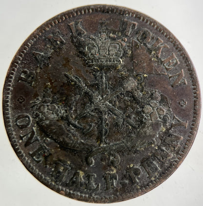1850 Bank Of Canada Half - Penny Token Coin | Collectable Grade