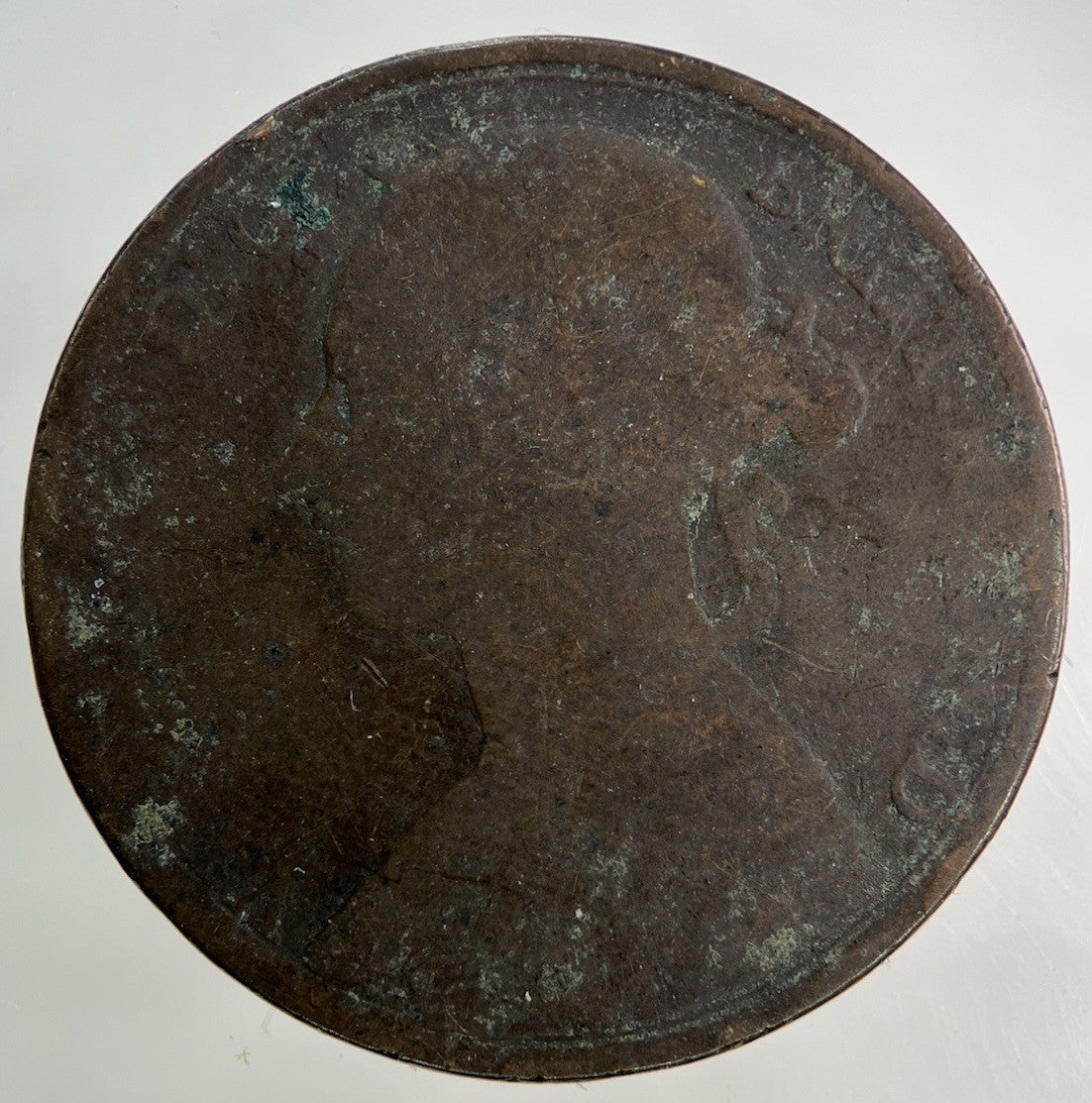 1890 Victoria One Penny Coin | Worn Grade