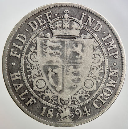 1894 Victoria Half - Crown Silver Coin | Fair Grade | a1154