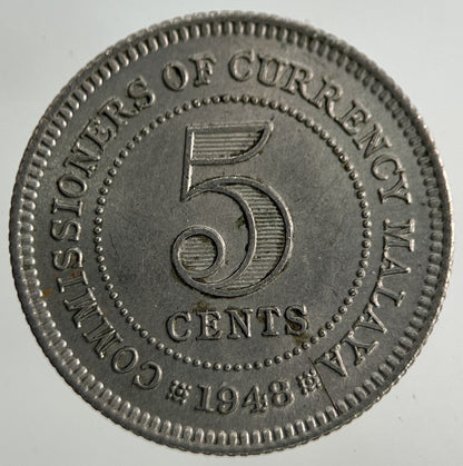 1948 Malaya Settlement Straits 5 Cents Coin | Fine Collectable Grade