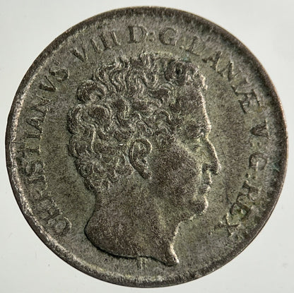 1842 Denmark Rigsbank 3 Skilling Silver Coin | Fine Collectable Grade