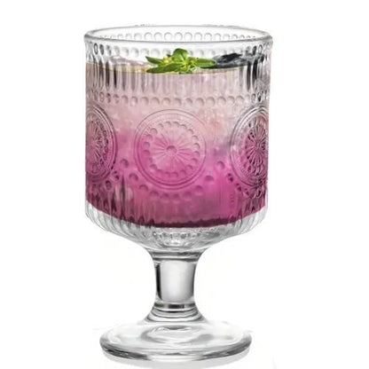 x1 Glass 6oz Goblet Drinking Glass Vintage Floral Design Whiskey Cocktail UK