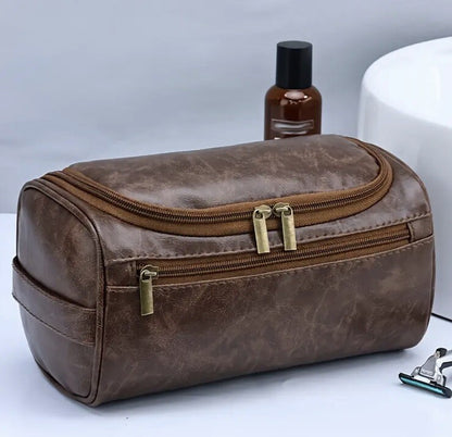 Men’s Dark Brown Toiletry Travel Bag Large Capacity Organizer Premium UK Stock