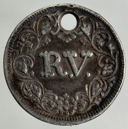 1864 India R.V. Travancore 1 Fanam R V Silver Coin | Fine Collectable Grade
