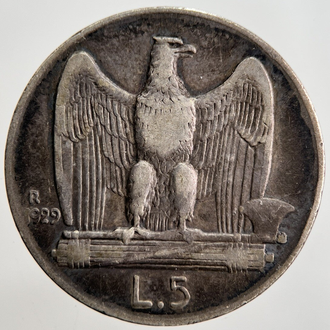 1929 - R Italy 5 Lira Silver Coin | Collectable Grade