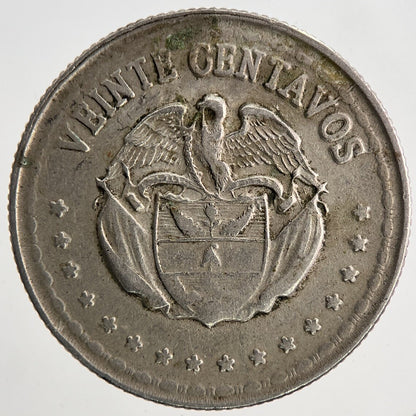 1956 Colombia Veinte 20 Centavos Coin | Fine Collectable Grade | a9027
