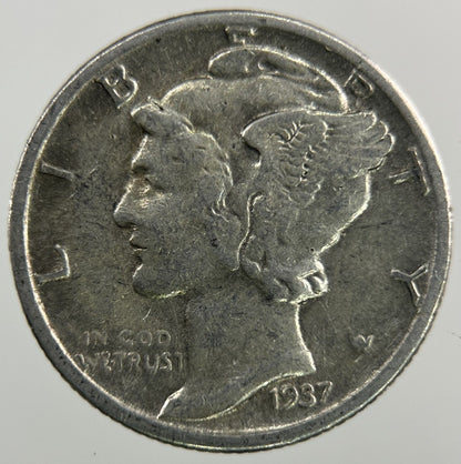 1937 US USA Mercury Dime Silver Coin | Collectable Grade