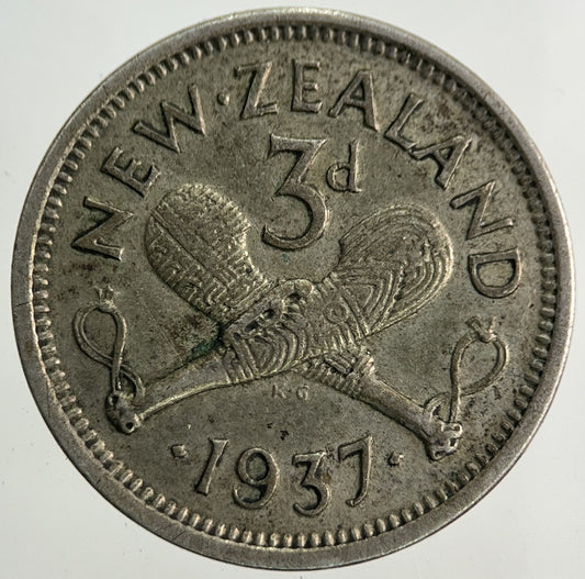 1937 New Zealand Threepence Silver Coin | Fine Collectable Grade