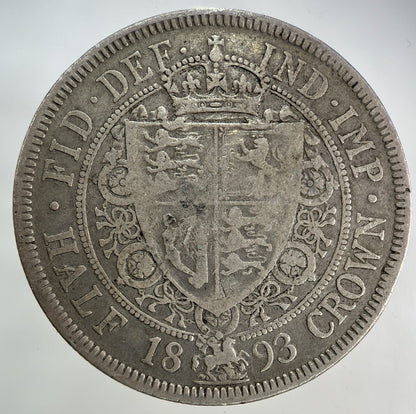1893 Victoria Half - Crown Silver Coin | Fine Collectable Grade