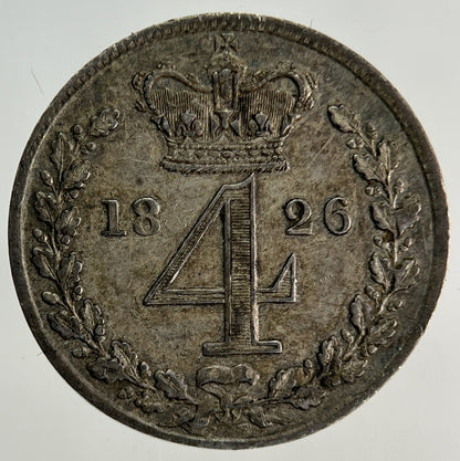 1826 George IV Maundy Four - Pence Silver Coin | Very High Grade