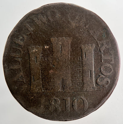 1810 Monnaie Ancienne Gibrater Value Two Token Coin | Collectable Grade | a9428