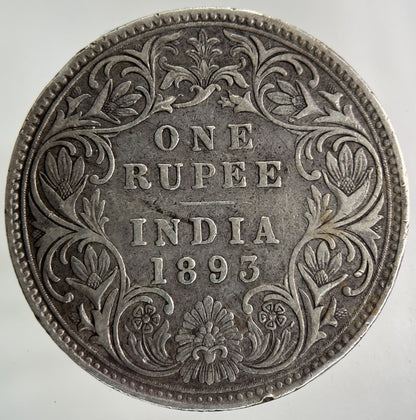 1893 India One Rupee Silver Coin | Very High Grade