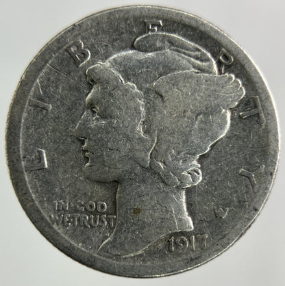 1917 - D US USA Mercury Dime Silver Coin | Collectable Grade