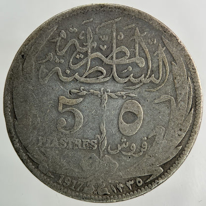 1917 Egypt 5 Piastres Silver Coin | Fair Grade