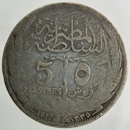 1917 Egypt 5 Piastres Silver Coin | Fair Grade