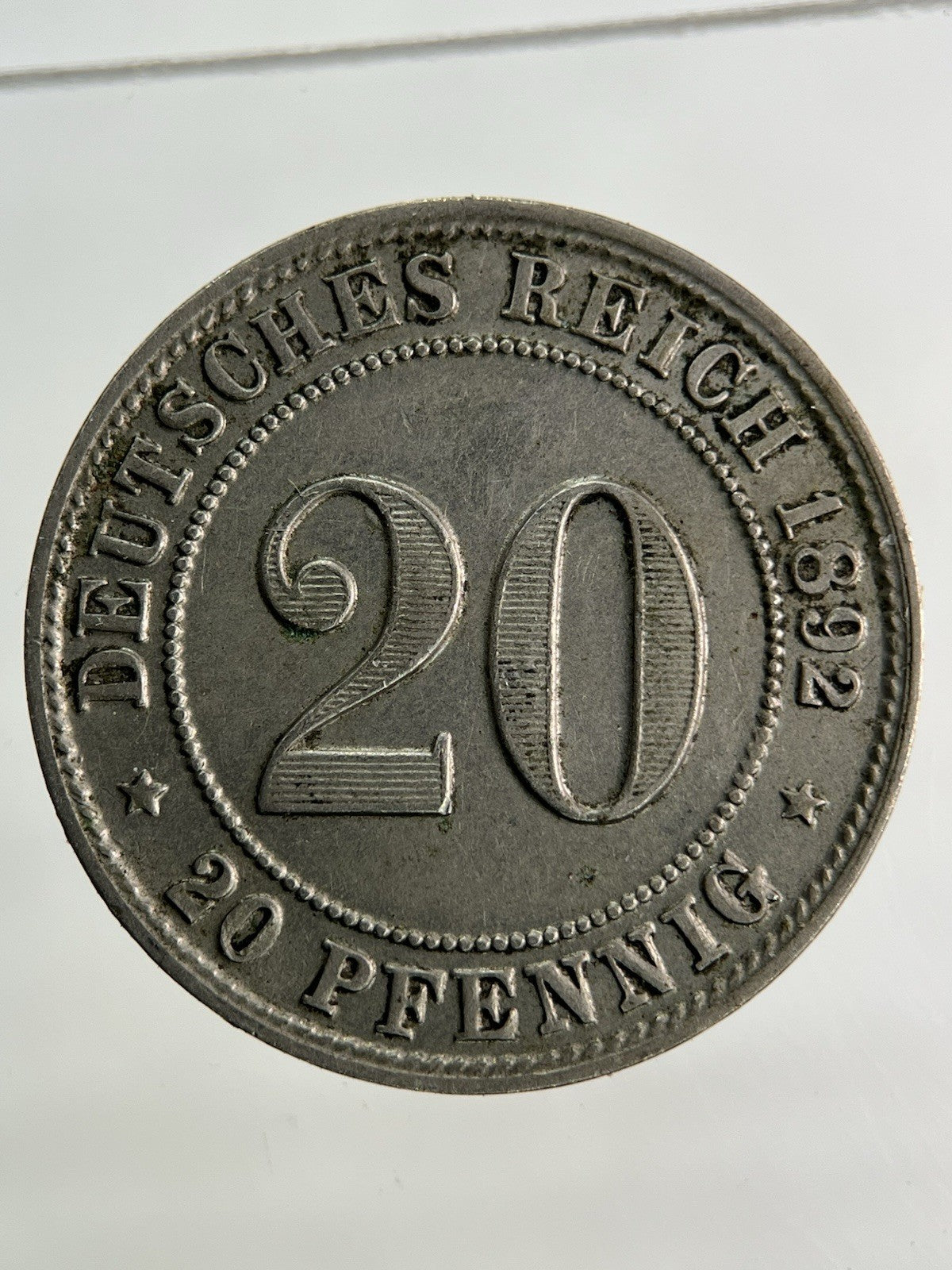 1892 - G Germany 20 Pfennig Coin | Very High Grade