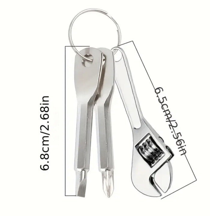 Mini Black Metal Toolkit Screwdrivers & Spanner Keyring Premium Keychain Gift UK