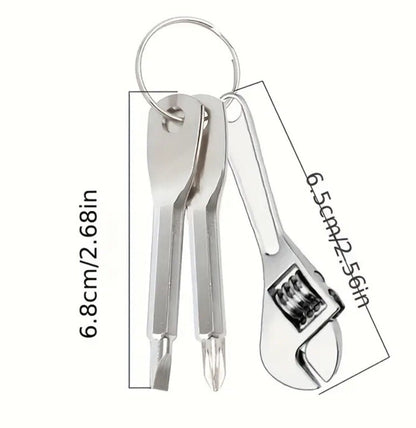 Mini Black Metal Toolkit Screwdrivers & Spanner Keyring Premium Keychain Gift UK