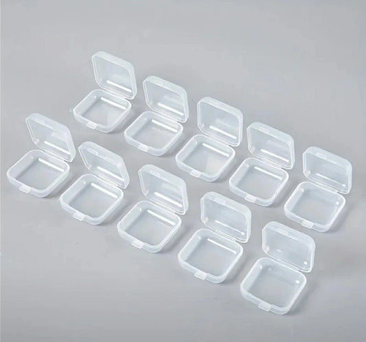 12 x Mini Clear Plastic Small Craft Box Jewellery Ring Storage Case Container
