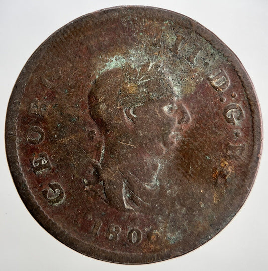 1806 George III Half - Penny | British Coin | Fair Grade | a1802
