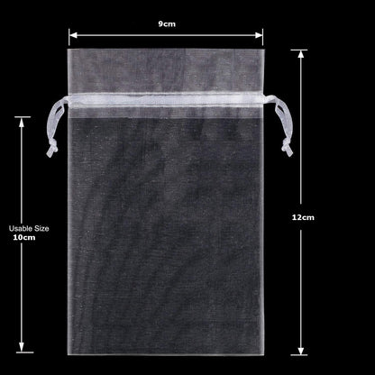 10 x Clear White Drawstring Jewellery Present Gift Bags for Party 9cm x 12cm