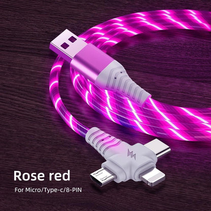3 in 1 Red LED USB Cable Charging Cable Multi Charger iPhone Lightening Type C