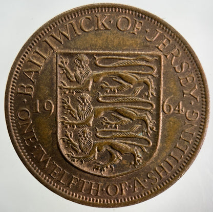 1964 Jersey 1/12 One Twelfth Of A Shilling Coin | Fine Collectable Grade