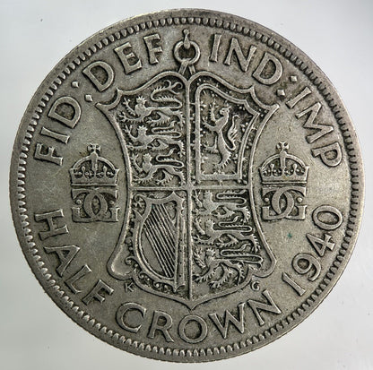 1940 George VI Half - Crown Silver Coin | Fine Collectable Grade