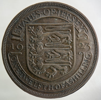 1923 Jersey One Twelfth Of A Shilling 1/12th Coin | Fine Collectable Grade