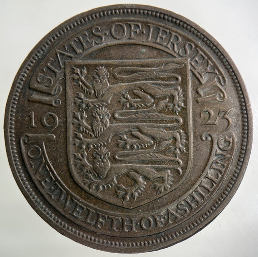 1923 Jersey One Twelfth Of A Shilling 1/12th Coin | Fine Collectable Grade