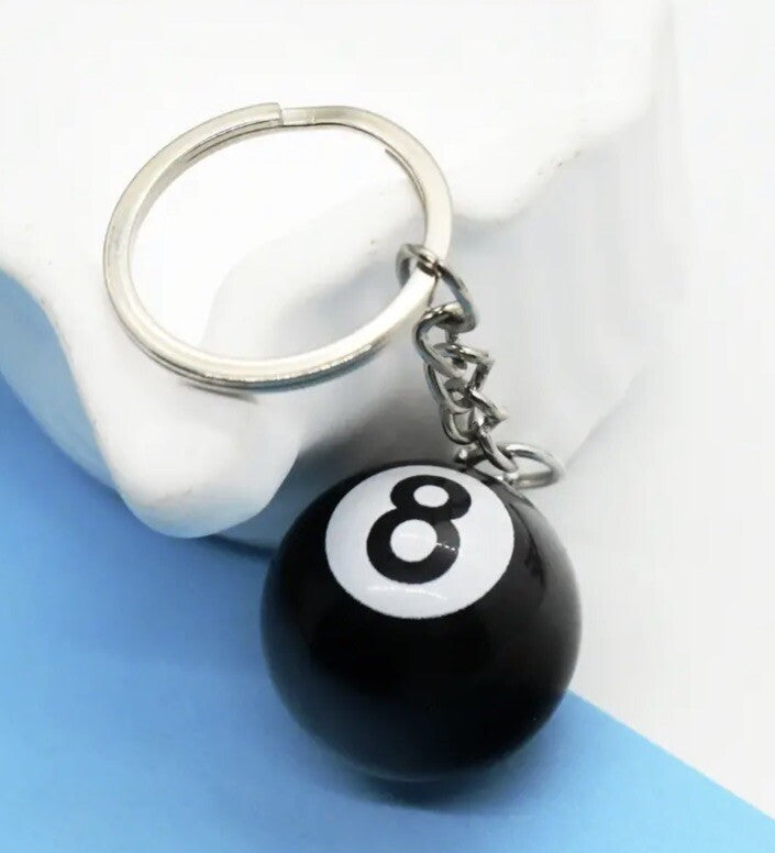 Black 8 Snooker Ball Shaped Keyring Premium Keychain Gift UK