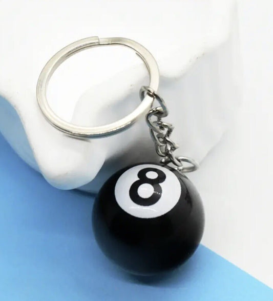 Black 8 Snooker Ball Shaped Keyring Premium Keychain Gift UK