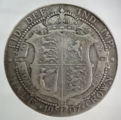 1907 Edward VII Half - Crown Silver Coin | Fine Collectable Grade