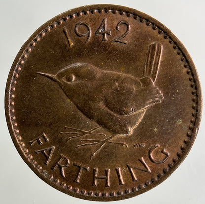 1942 George VI Wren Farthing Coin | Very High Grade