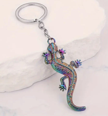Multicoloured Metal Lizard Shaped Keyring Premium Keychain Gift UK