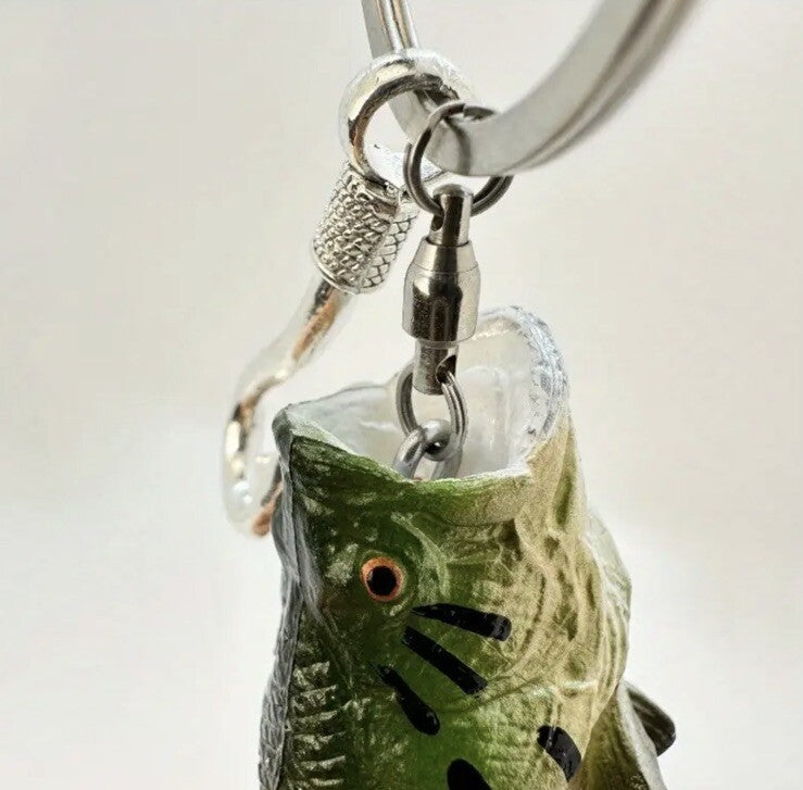 Mini Bass Fish Fishing Shaped Keyring Premium Keychain Gift UK