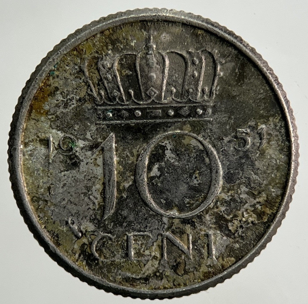1951 Netherlands 10 Cents Coin | Fine Collectable Grade