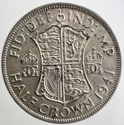 1941 George VI Half - Crown Silver Coin | Very High Grade