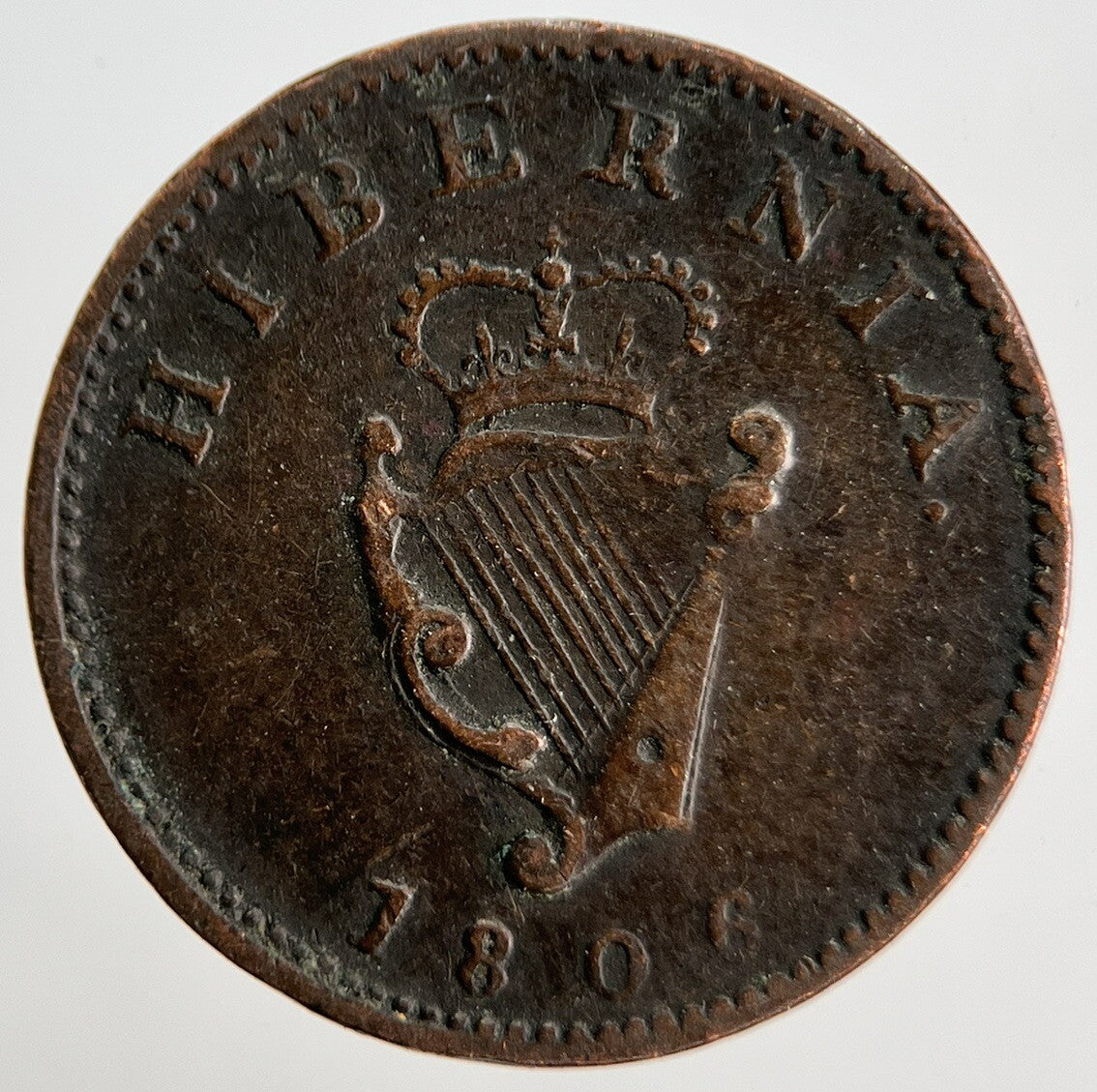 1806 George III Irish Hibernia Farthing Coin | Collectable Grade | a1837