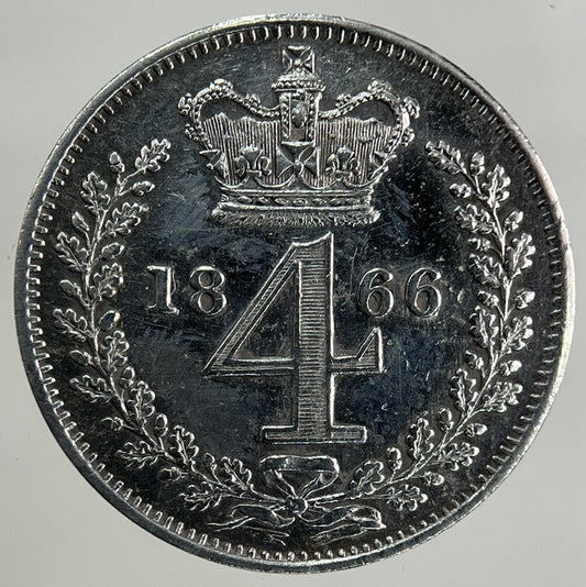 1866 Victoria Maundy Four - Pence Silver Coin | Very High Grade