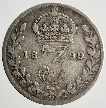 1899 Veiled Head Victoria Threepence Silver Coin | Collectable Grade | a4021