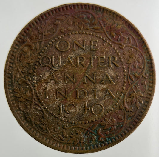 1940 India Quarter 1/4 Anna Coin | Fine Collectable Grade
