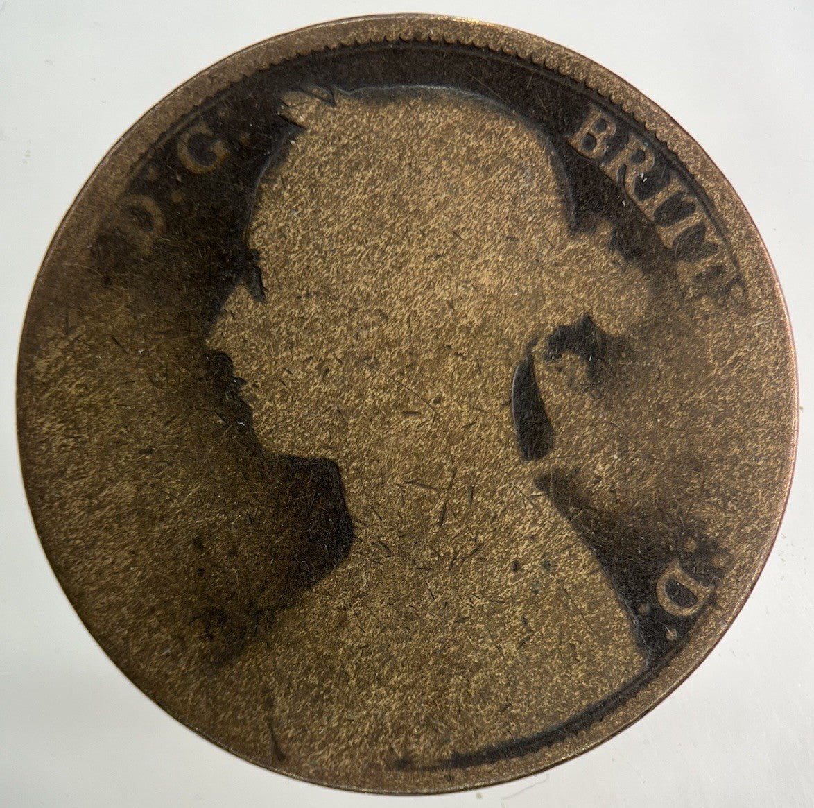 1884 Victoria One Penny Coin | Worn Grade
