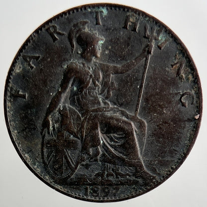 1897 Victoria British Farthing Coin | Fine Collectable Grade | a3271