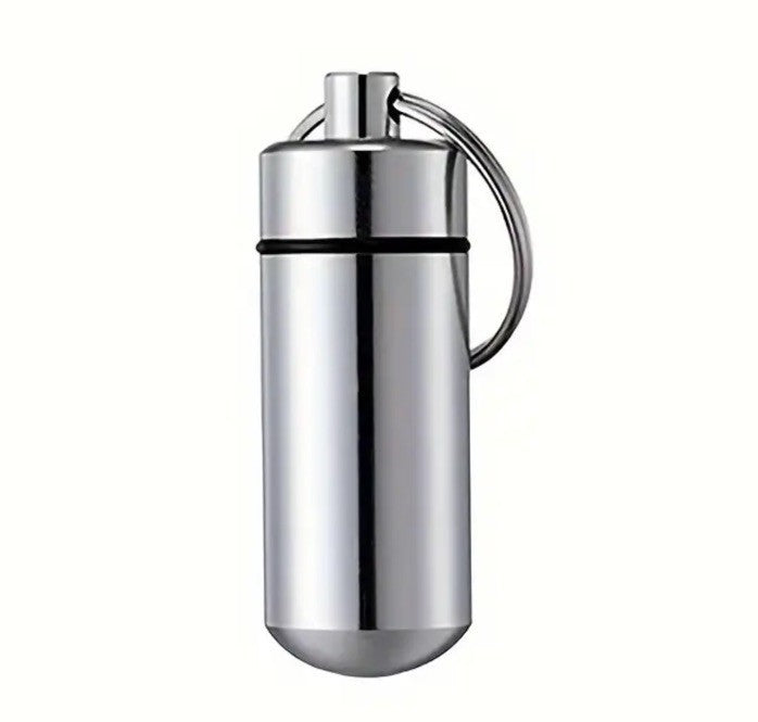 Metal Pill Holder Small Pill Case Portable Travel Pill Box Keychain Keyring UK
