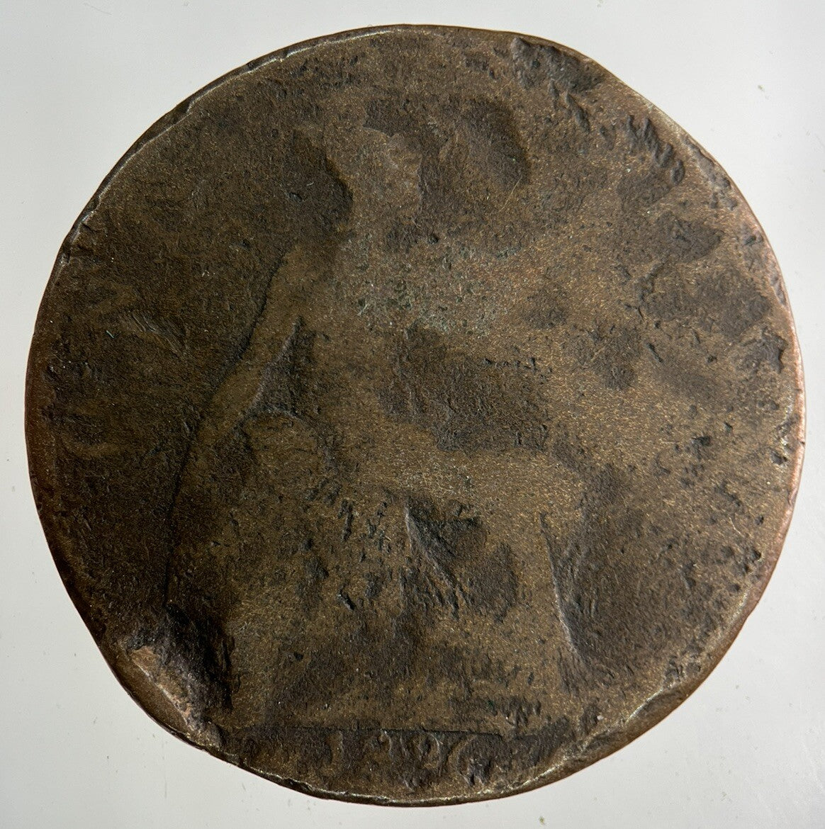 1896 Victoria One Penny Coin | Worn Grade