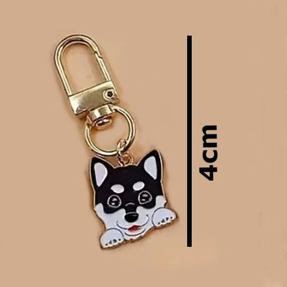 Mini Metal Grey & White Husky Dog Charm Keyring Keychain Gift UK