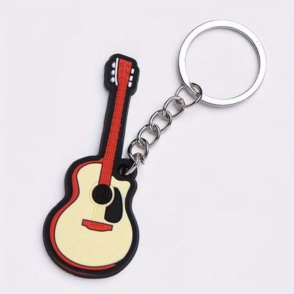 Mini Rubber Classic Red Guitar Instrument Music Keyring Premium Keychain Gift UK