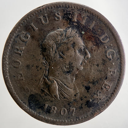 1807 George 3rd III Half - Penny British Coin | Fine Collectable Grade | a9040