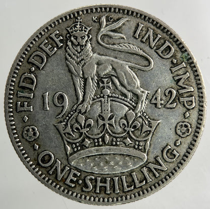 1942 George VI Shilling Silver Coin | Fine Collectable Grade